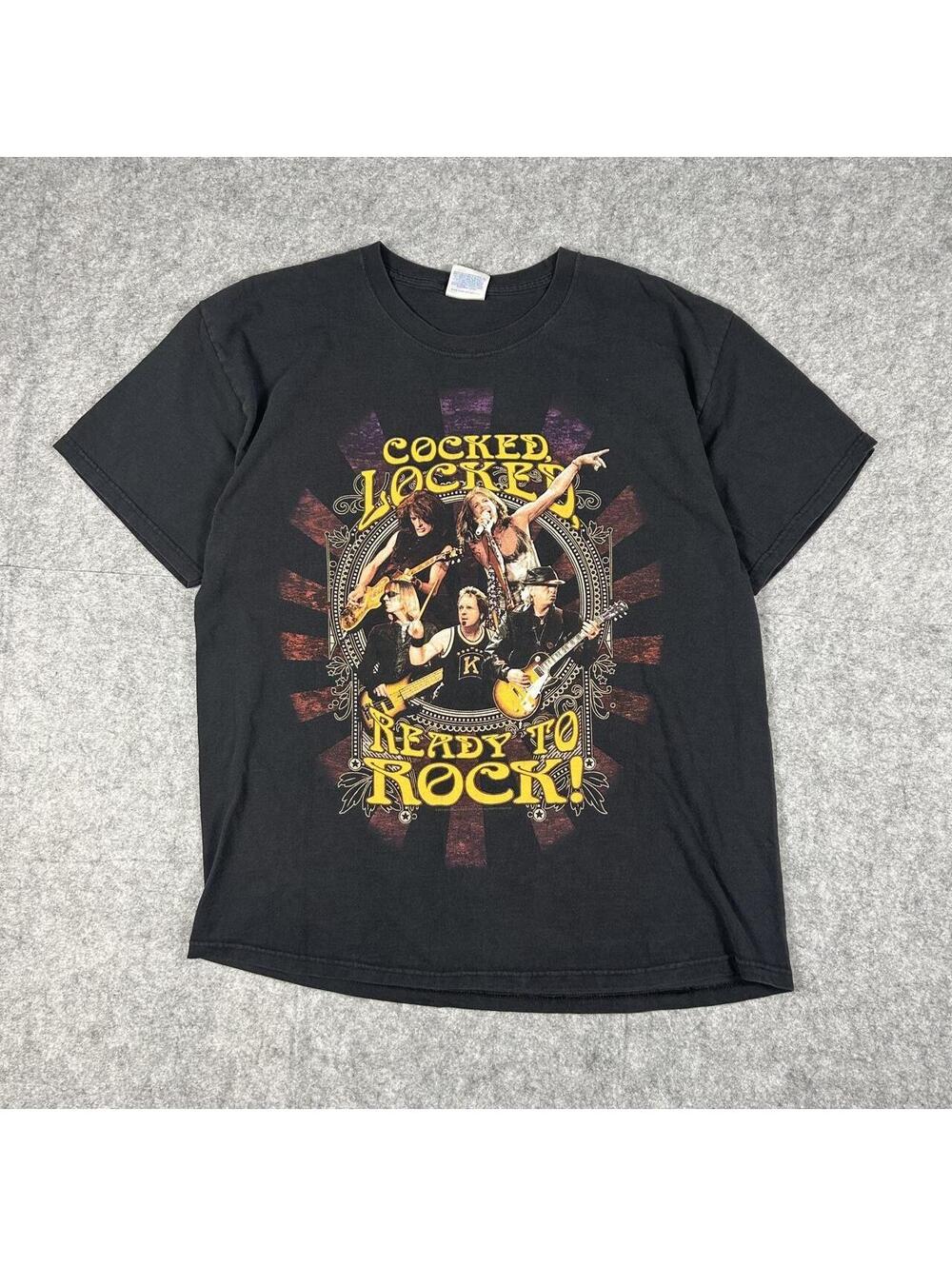Vintage Aerosmith Cocked Locked Ready To Rock 2010 Concert Tour Band T -hirt XL